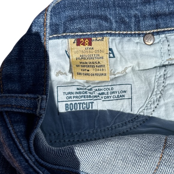 7 For All Mankind Blue Flare Jeans with gold sequin pocket embellishment size 28 - Picture 11 of 13